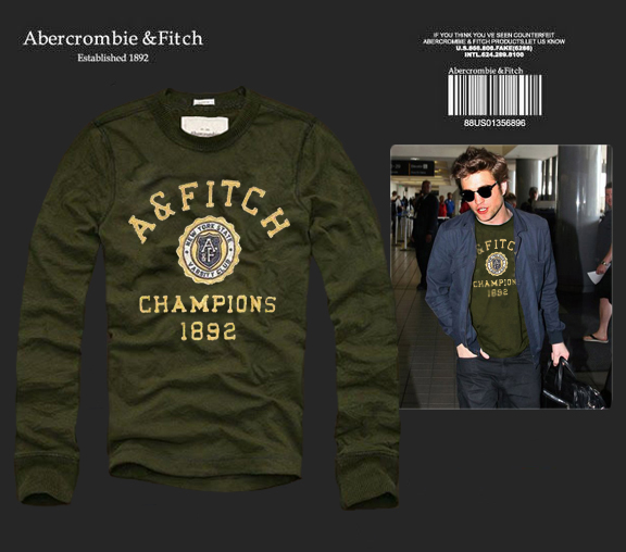 Abercrombie Fitch Hombres De Cuello Redondo Con Gente Fotos Largo Remera AF6029